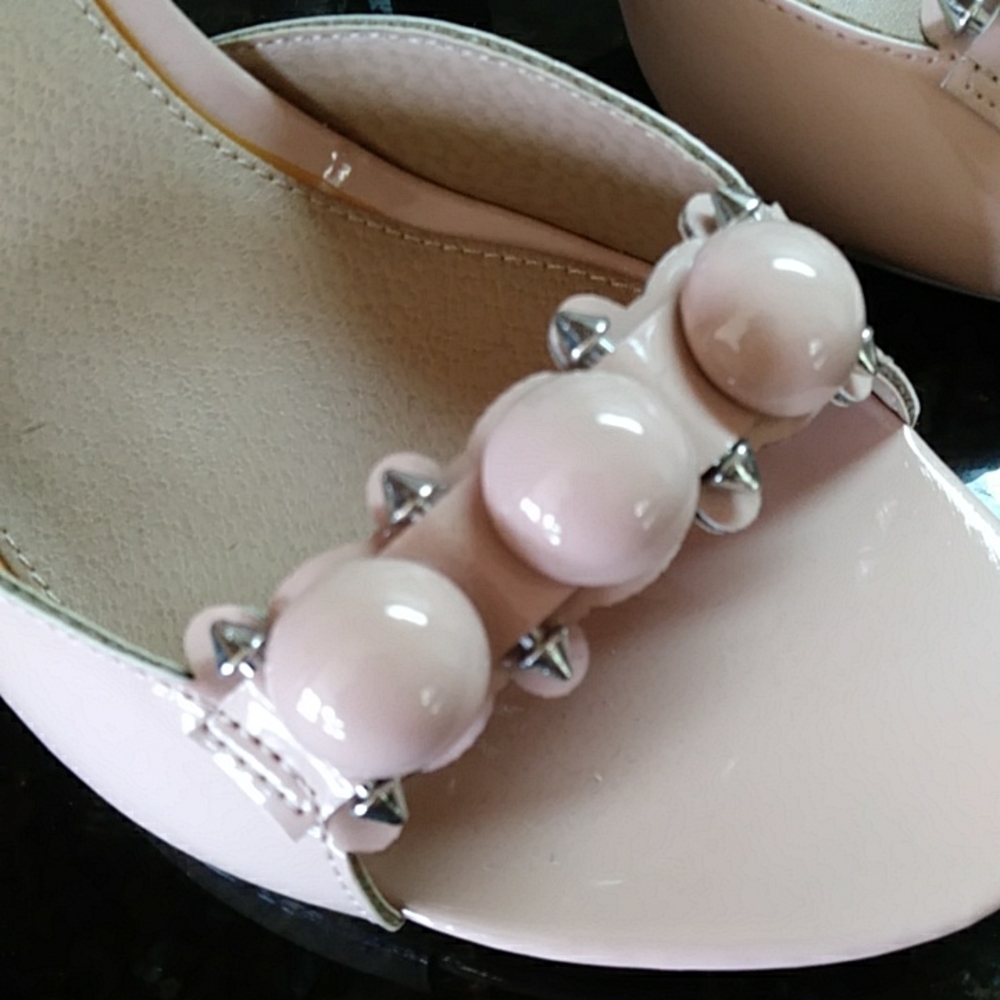 Charlotte Russe Y2k Studded Quecy Chunky Block Heels 10 Nude - Picture 6 of 16